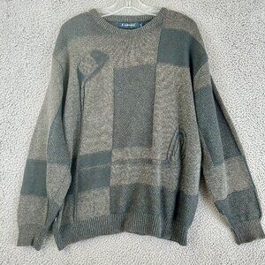 Vintage‎ CARMEL Sweater Men's Medium Golf Clubs Check Grandpa Made in USA